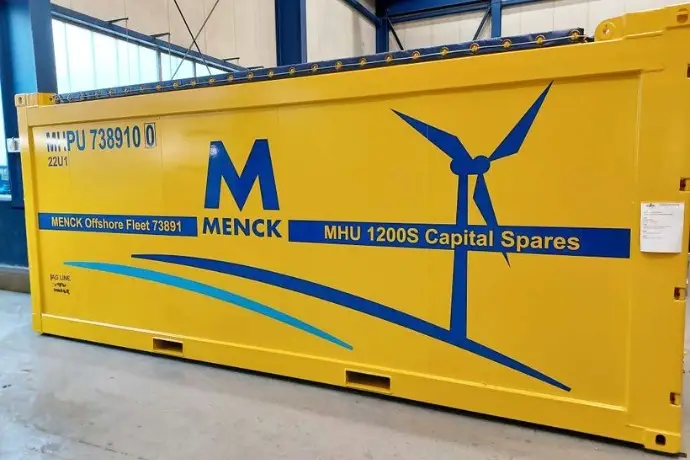 Die Außenseite eines Offshore-Werkstattcontainers der CHS Container Group