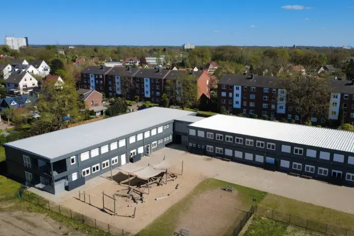 Vogelaufnahme des Projektes Schule Dillener Quartier