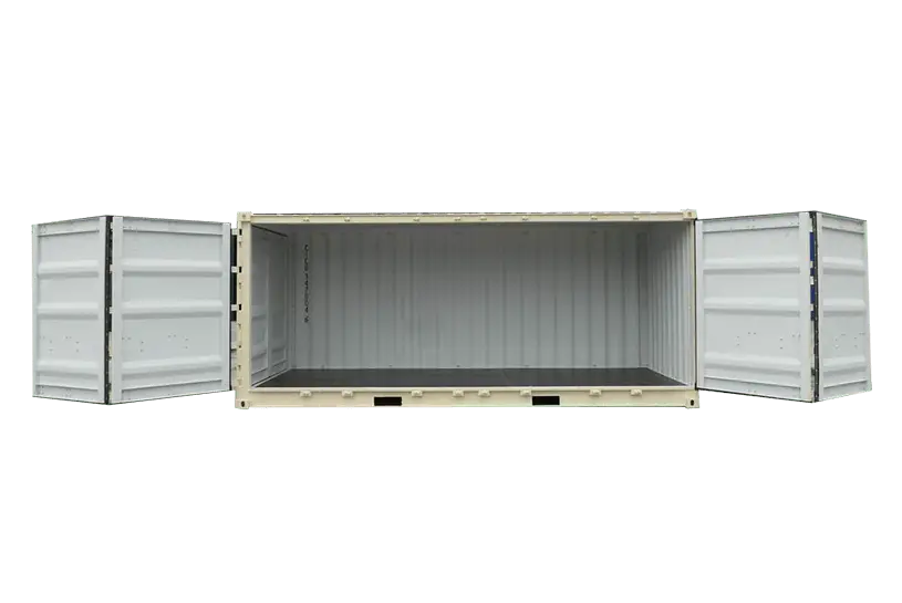 20-Fuß-Sidedoor-Container freigestellt mit geöffneter Seite der CHS Container Group