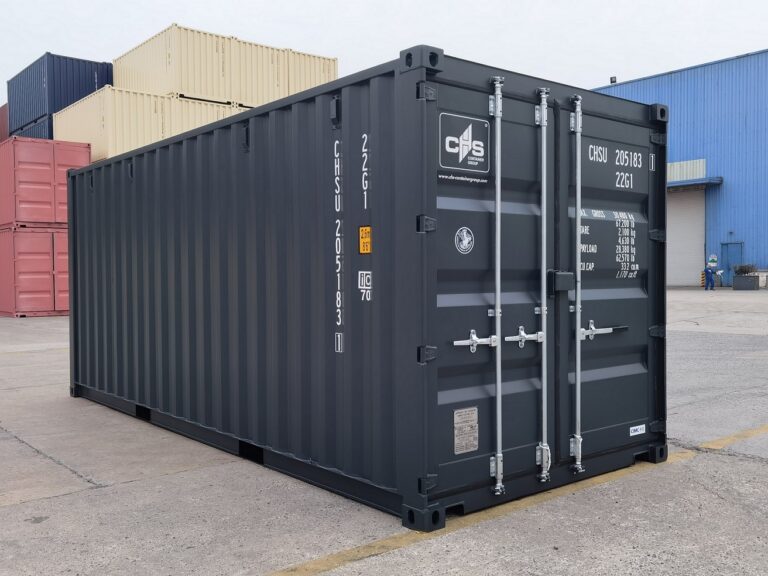 20ft shipping container new grey corner left front