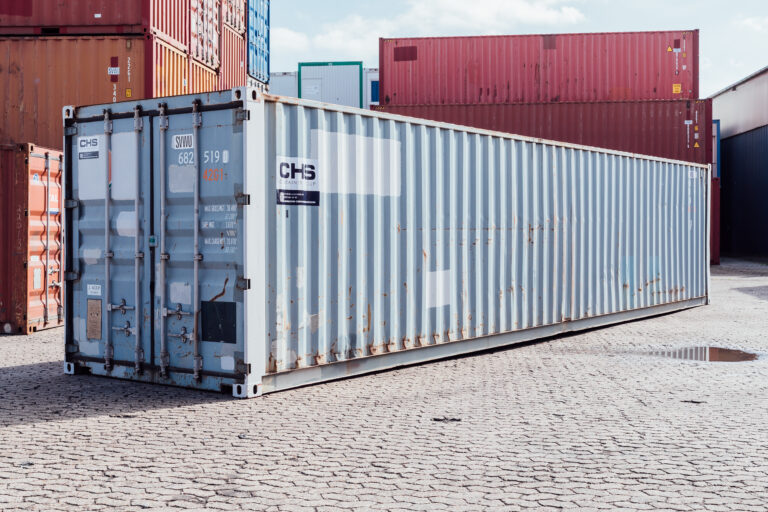 40ft shipping container dry van grey used corner right front
