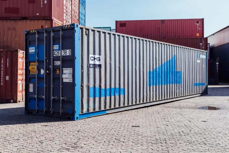 40ft shipping container high cube used blue corner rigth front scaled 2