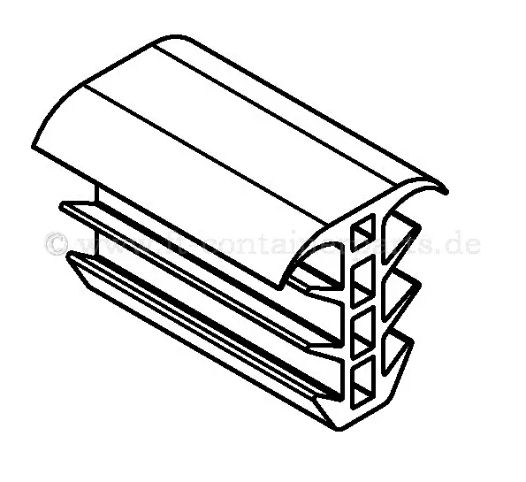 Rubber seal for container coupling points with fir tree profile
