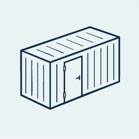 Icon showing a container with an extra door installed on the long side