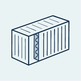 Icon showing a container with insulation material between the wall panelw