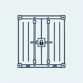 Icon showing a container with a lockbox mounted on the doors