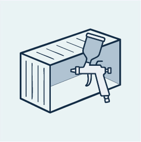 Icon showing a spray gun painting the interior of the container