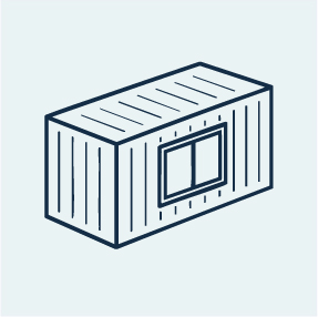 Icon showing a container with a window installed on the long side