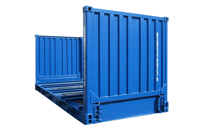 A flat-rack shipping container sold by CHS Container Group USA