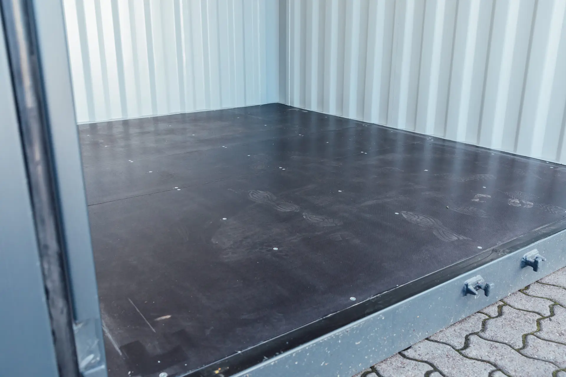 Close-up of an 8-foot storage container's floor.
