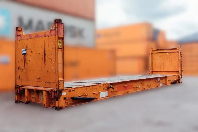 Product photo of a 40ft flat-rack cargoworthy shipping container sold by CHS Container Group.