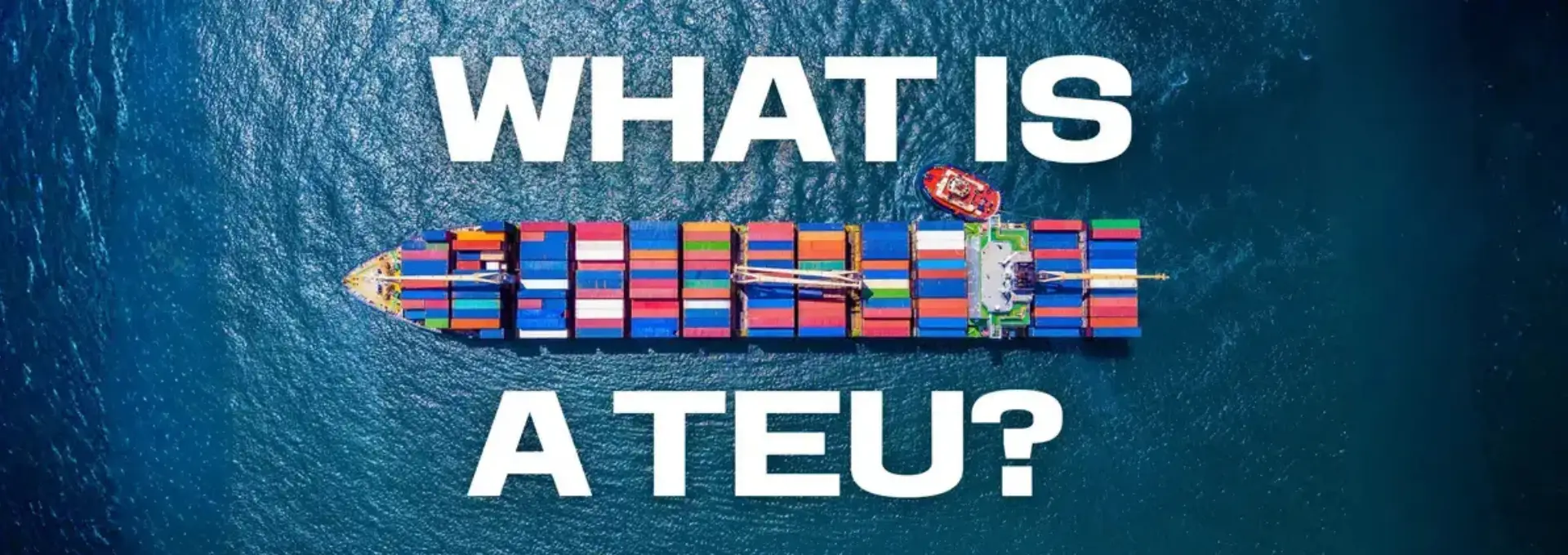 A cargo ship loaded with containers. The text overlay reads 