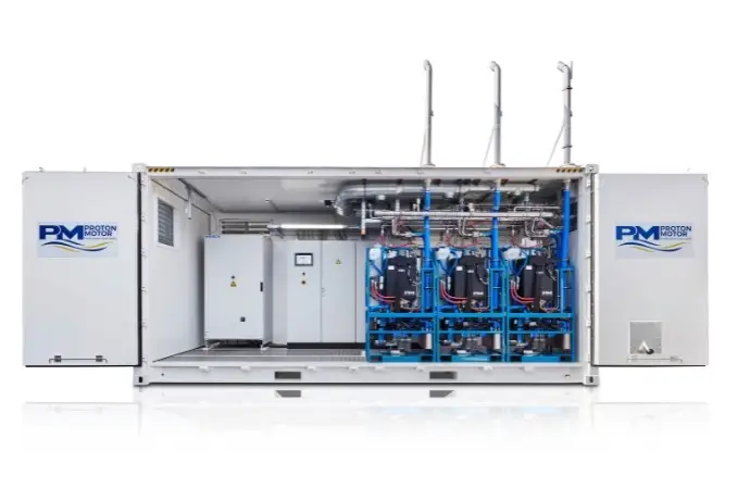 Projekt Energiespeicherung (1) Die Innenansicht eines Containers zur Energiespeicherung der CHS Container Group.