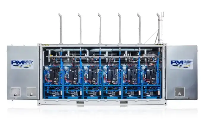 Projekt Energiespeicherung (2) Die Innenansicht eines Containers zur Energiespeicherung der CHS Container Group.