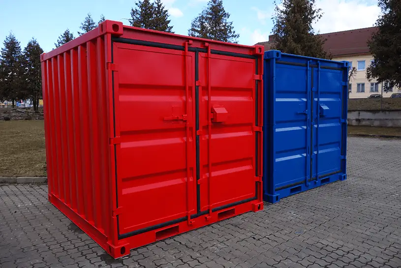 Außenansicht von zwei 6 Fuß Containern nebeneinander