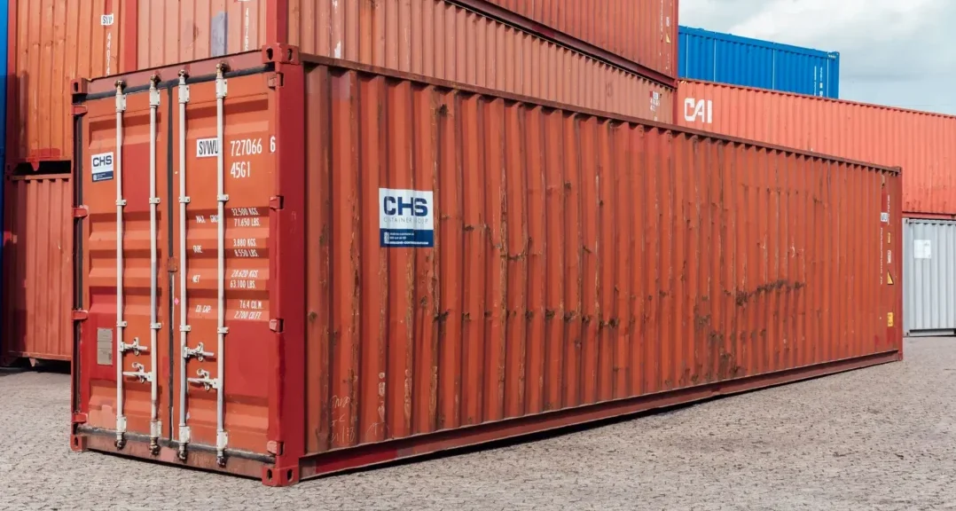 A 40ft used shipping container available for sale via CHS Container Group